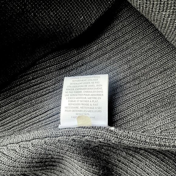 EILEEN FISHER PETITE BLACK COTTON SILK OPEN MID-LENGTH CARDIGAN - PM - Picture 8 of 8